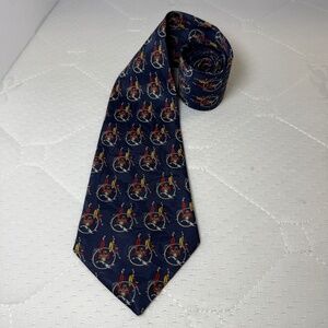 Vintage Duomo Milano Novelty Tie Cars Print Navy 90s Style